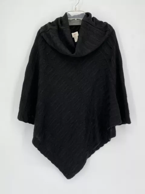 Chicos Black Knit Pullover Cowl Neck Sweater Poncho Women’s Size L/XL