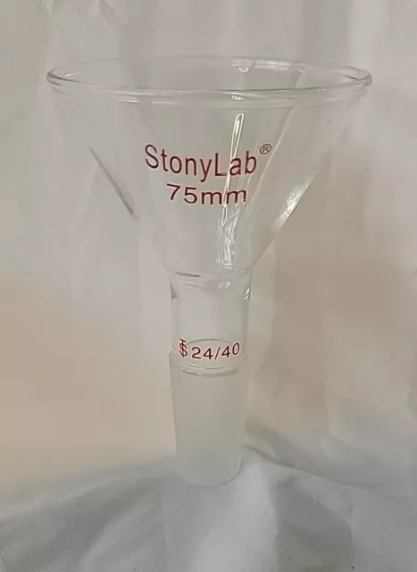 StonyLab Glass Short Stem Powder Funnel 75mm Outer Dimension 24/40 Inner Joint
