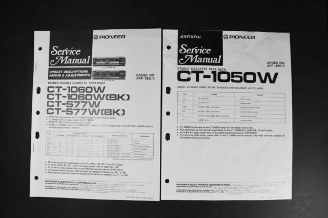 Pioneer CT-1060W (BK) CT-S77W Cassette Deck Service Manuals - Genuine Original