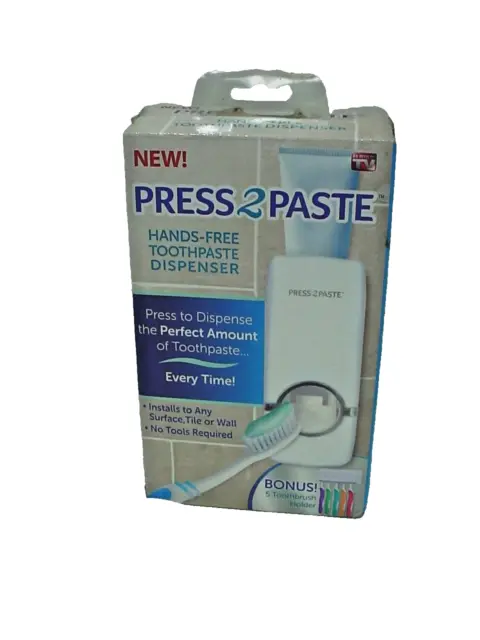 Press 2 Paste Hands Free Toothpaste Dispenser & Toothbrush Holder As Seen on TV