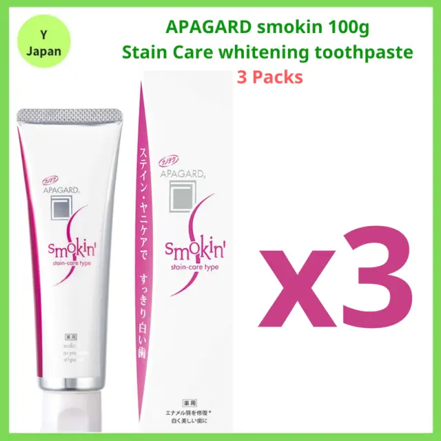 APAGARD smokin 100g  Stain Care whitening toothpaste  3 Packs in japan New RZ
