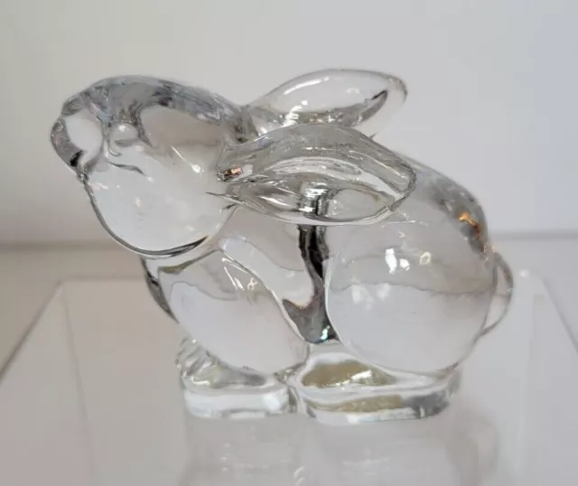 Vintage Figurine Clear Art Glass Rabbit 24% PBO Lead Crystal Made in Taiwan