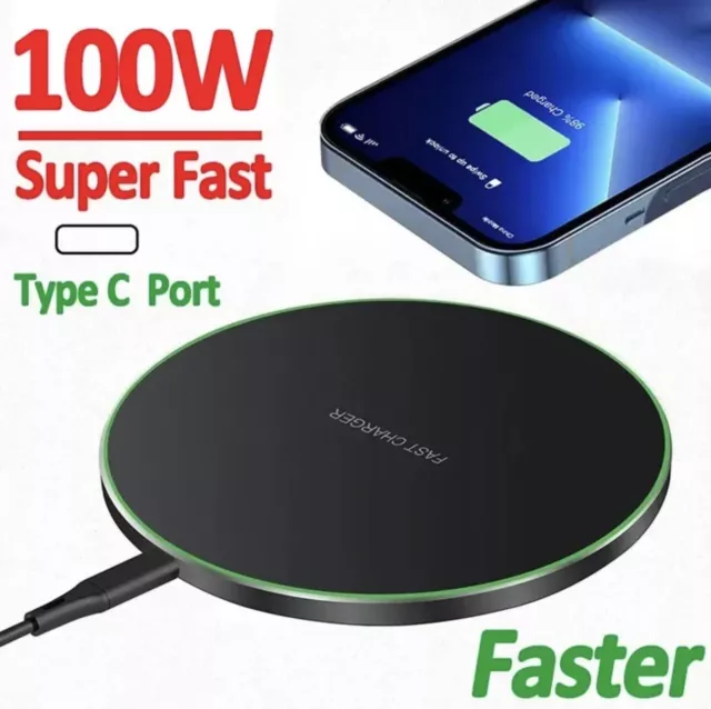 100W fast Wireless Charger Charging Pad for Apple iPhone & Samsung & Universal