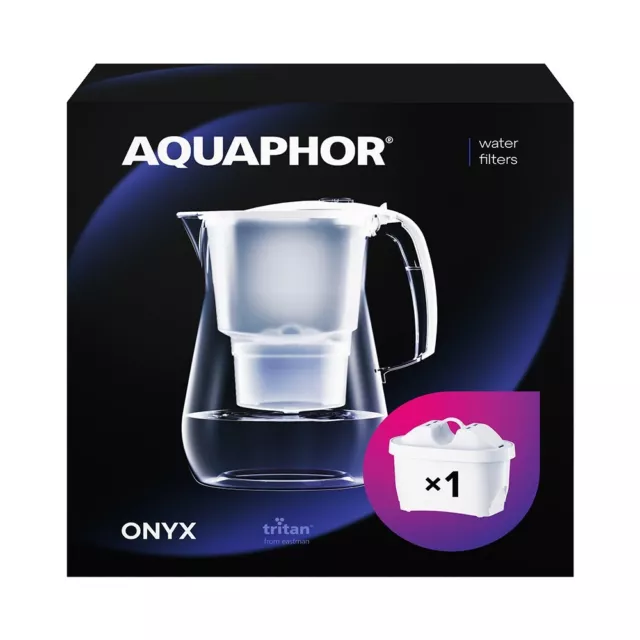 AQUAPHOR Wasserfilter Onyx - 4,2 L Filterkrug - inkl. 1 MAXFOR+ Kartusche, weiß