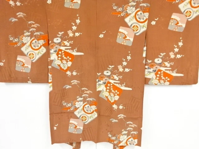 36296# Japanese Kimono / Antique Haori / Shikishi Pattern With Paulownia & P