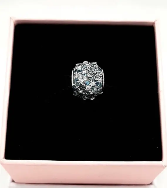 Genuine Pandora Teal Pave Daisy Charm 798797C01 FREE DELIVERY