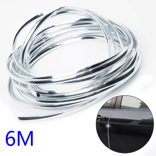 7mm Chrome Moulage Bordure Bande Voiture Porte Bord Rayures Protecteur Rouleau