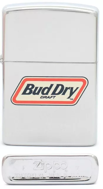 Zippo Budweiser Bud Dry Beer High Polish Chrome Finish 1993 Lighter