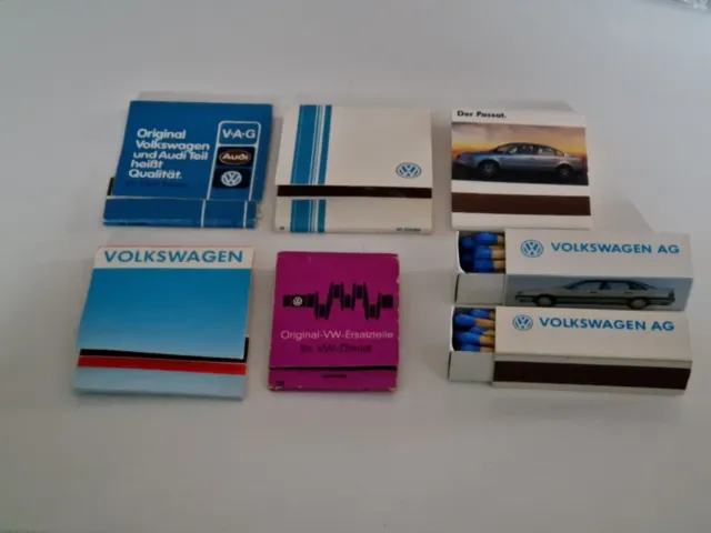 7 Streichholzschachteln, VW, Volkswagen, Original VW - Ersatzteile, Passat