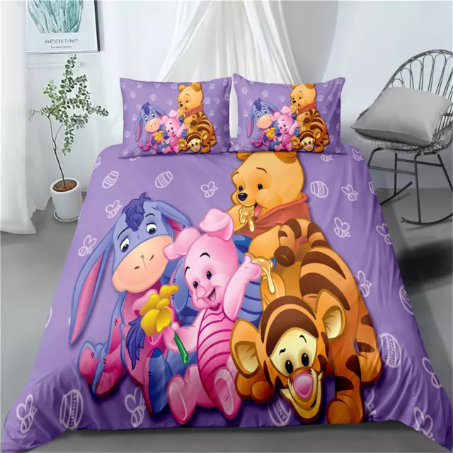 Winnie the Pooh Duvet Doona Quilt Cover Set Single Double Queen King Size Bed