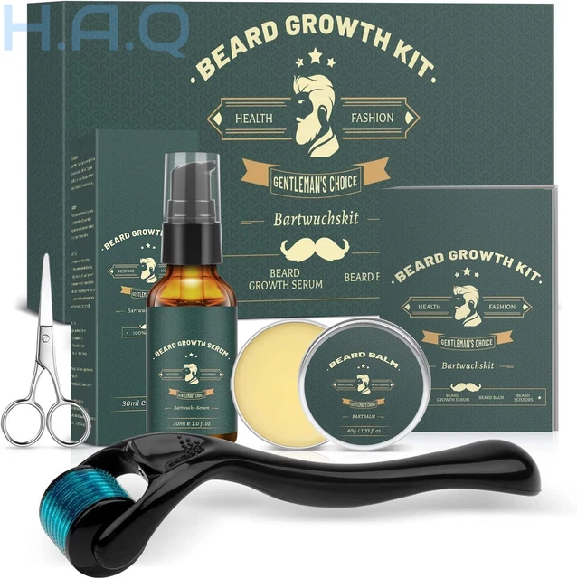 Regalos para hombre, kit de crecimiento de barba mejorado para hombre con rodillo, verde