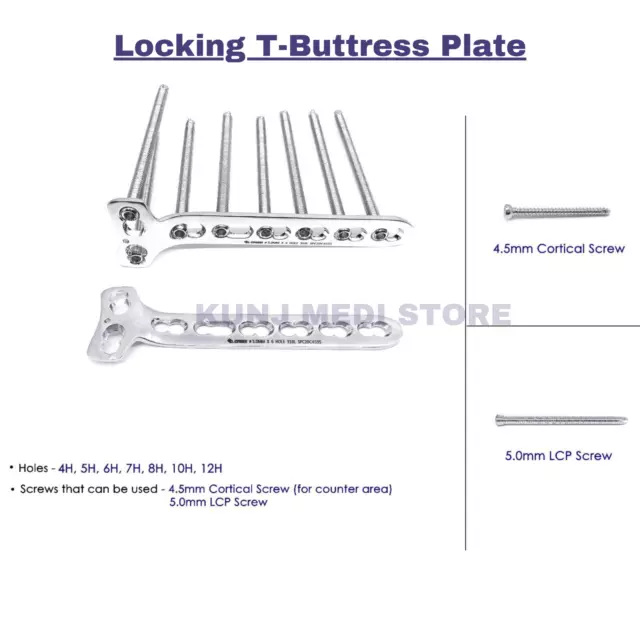 4.5/5.0mm Locking T-Buttress Plate set of 7 pcs