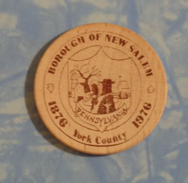 Vintage Wooden Nickel Borough of New Salem Centennial 1976 Coin Token York CO PA