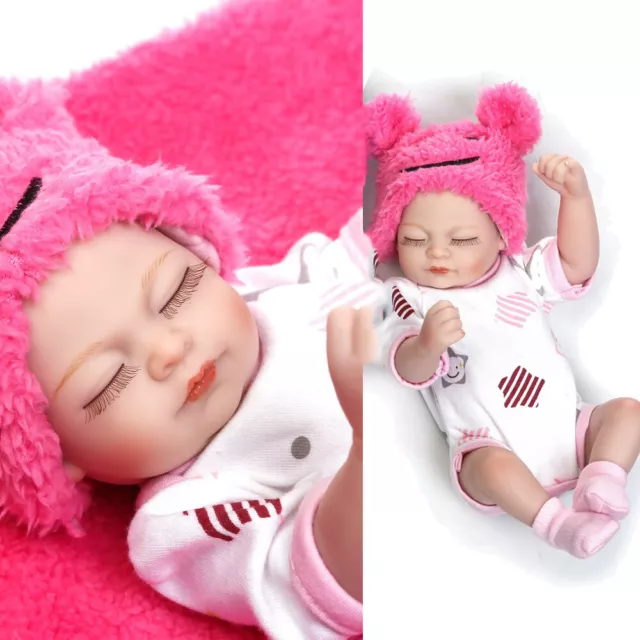 11" Mini Reborn Babies Girl Doll Full Silicone Vinyl Cute Bebe Doll Waterproof