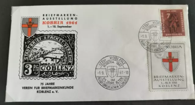 BRD Ersttagsbrief 1961 75 Jahre Verein für Briefmarkenkunde Koblenz   #