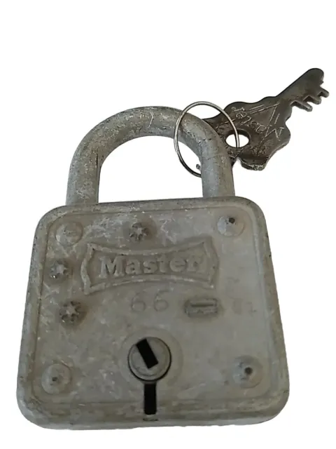 Vintage Master Lock Co. No. 66  w/ Key Made in USA