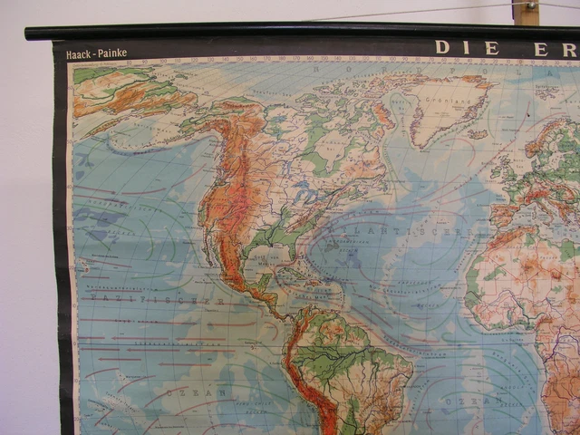 World Map 1978 SCHOOL WALL MAP beautiful old world map The Earth 139x84cm vintage ...