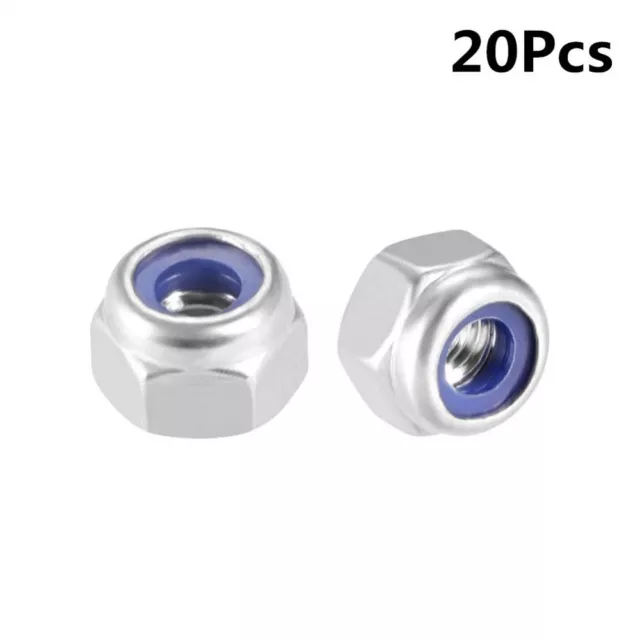 20Pcs M3 M8 Nylon Insert Lock Nuts 304 Stainless Steel for Bolts