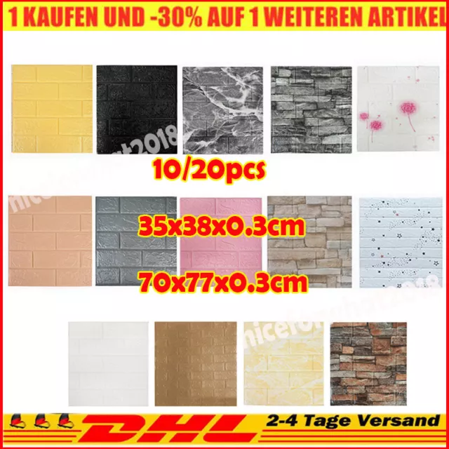 20X 3D Tapeten Selbstklebend Steinoptik Wandpaneele Ziegelstein Wandaufkleber◇-◇