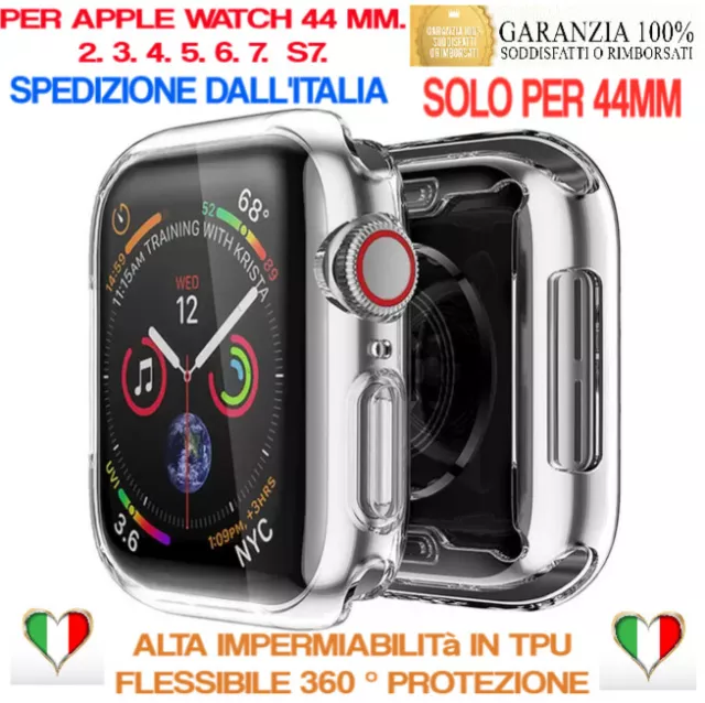 Custodia Cover TPU Protezione VETRO FULL per Apple Watch 44 MM 1 2 3 4 5 6 7 S7