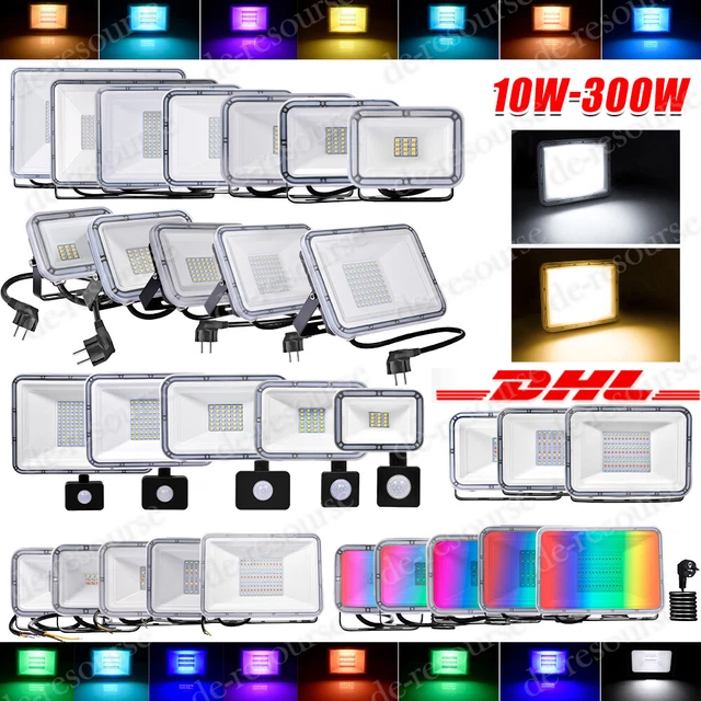 LED Fluter Außen Strahler Flutlicht Scheinwerfer Garten Lampe RGB IP65 10W-300W