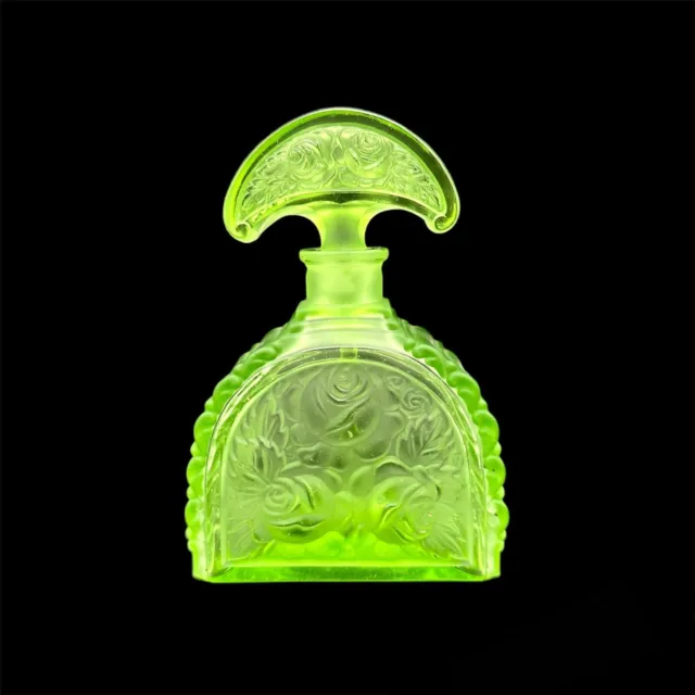 1930s German-Saxony Art Deco Uranium Glass Perfume Bottle 3
