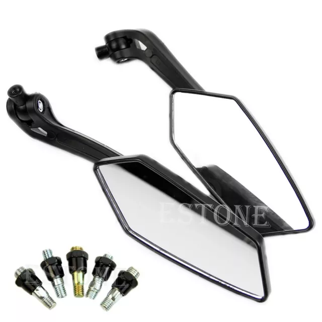 Black Universal Scooter Rearview Mirrors Pair Moped ATV Motorcycle Backup Mirror 2