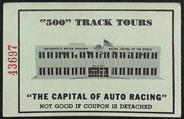 Indianapolis Motor Speedway Hall of Fame Museum Ticket Stub INDY 500 c1970's