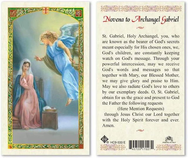 NOVENA TO ARCHANGEL Gabriel Laminated Prayer Cards - Pack of 25 £25.53 ...