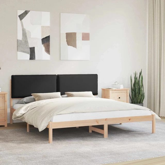 BED FRAME WITH Upholstered Headboard Black 180 x 200 cm vidaXL £310.94 ...