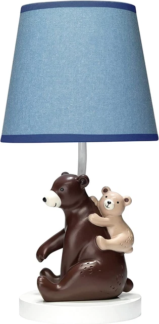 Big Sky Blue/Brown Mommy & Baby Bear Lamp with Shade & Bulb