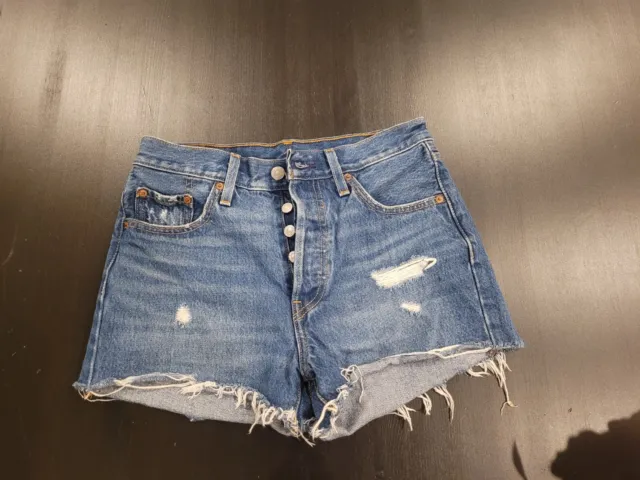 Levi's Womens 501 Button Fly Cut Off Jean Shorts Size 25 Distressed