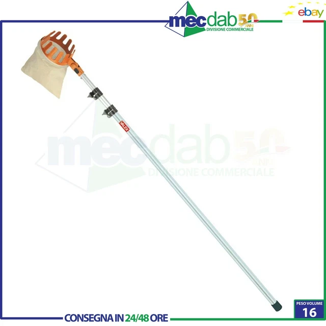 Raccogli Frutta Telescopico 2.2 Metri - Con Sacchetto In Tessuto Per Mele, Agrumi, Pesche, Diametro 16 Cm - Foto 4