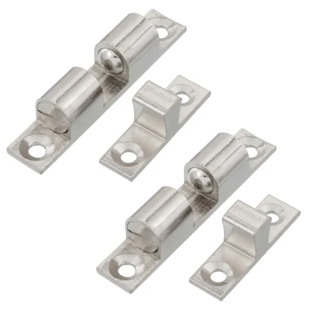 2 Sets Nickle Plated 67mm Double Ball Catch Latch Spring Steel Cabinet Door Stop