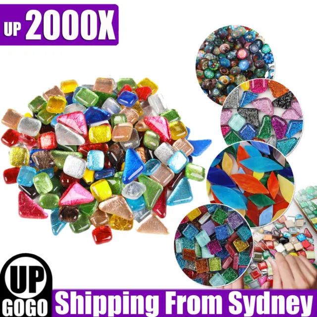 UP 2000PCS Mixed Crystal Glass Mosaic Tiles Kitchen Bathroom Supplies Art Craft