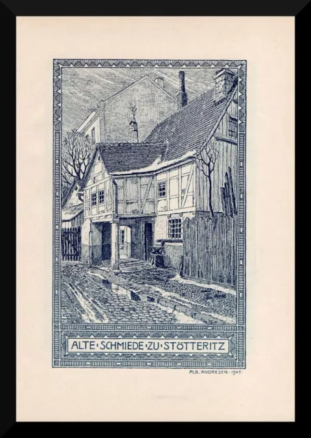 Leipzig +Alte Schmiede zu Stötteritz+ Ansicht von 1908+ Druck/Stich+ Lange Reihe