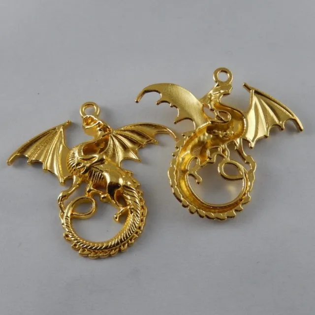 10 Stück Gold Ton Legierung Fliegend Drachen Charme Anhänger Kunst 38436