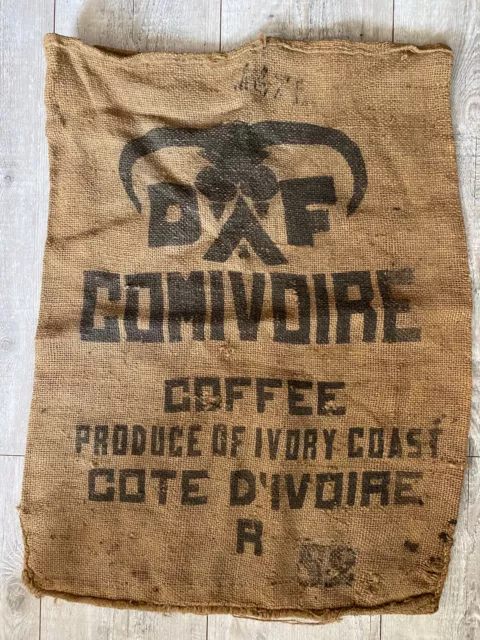 Ancien Sac en Toile de Jute Café Cote d'ivoire DAF COMIVOIRE coffee