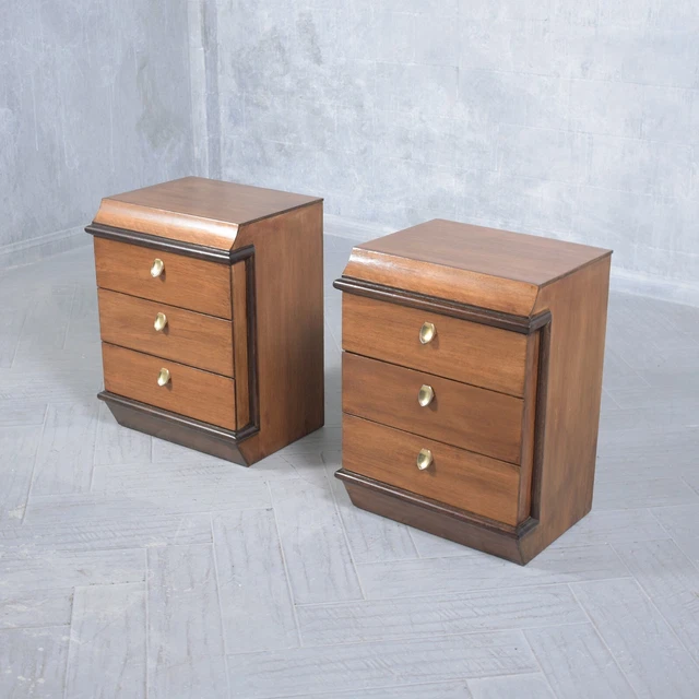 1960s Mid-Century Modern Walnut Nightstands - A Timeless Pair Restored