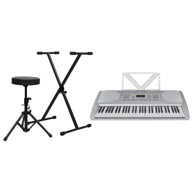 Elektrisches Keyboard-Set mit 61 Tasten Silbern und Schwarz vidaXL