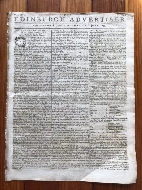 1795 newspaper FRENCH REVOLUTIONARIES try to RESTORE MONARCHY Battle of Quiberon