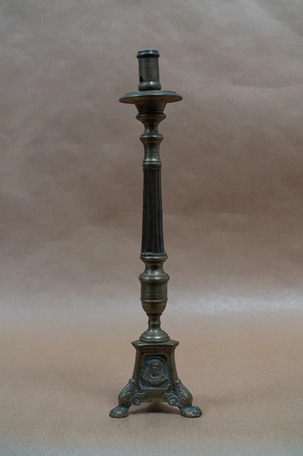 bougeoir chandelier église bronze doré sacré coeur Napoléon III XIX ème