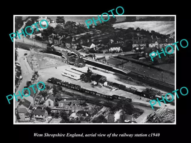 OLD 6 X 4 HISTORIC PHOTO OF WEM SHROPSHIRE ENGLAND THE RAILWAY STATION c1940