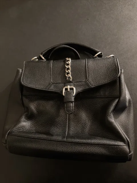 Used Giani Bernini Black Top Handle Satchel Messenger Envelope Handbag Purse