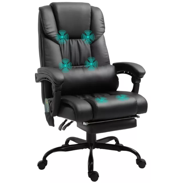 Vinsetto PU Leather Massage Office Chair Height Adjustable Computer Chair Black