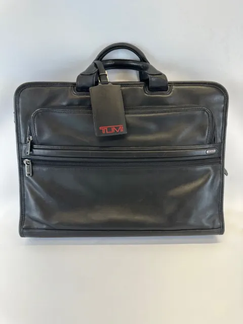 Tumi Alpha Nappa Large Black Leather Briefcase Organizer