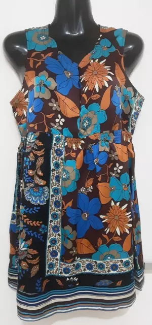 Size 12 Women's Multi Colored Sleeveless Floral  Print Sportsgirl Silk Dress