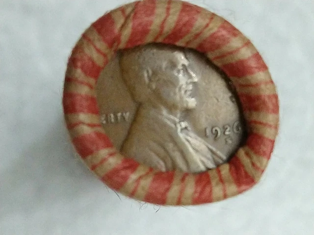 1926-S LINCOLN WHEAT CENT @ LINCOLN CENT TAIL WHEAT PENNY ROLL 50 CENT lot 1