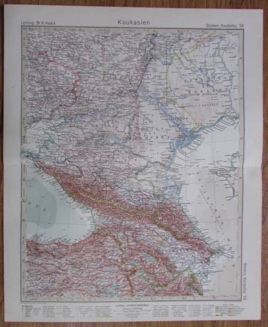 Kaukasus Caucasia Caucase - Kupferstich 1926 Alte Landkarte Karte Old Map