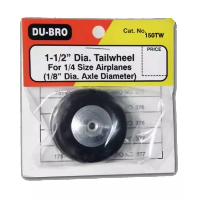 Du-Bro 1-1/2" Dia Tailwheel For 1/4 Size Plane, 1/8" Dia Axle Diam 150Tw, Hc_Oz